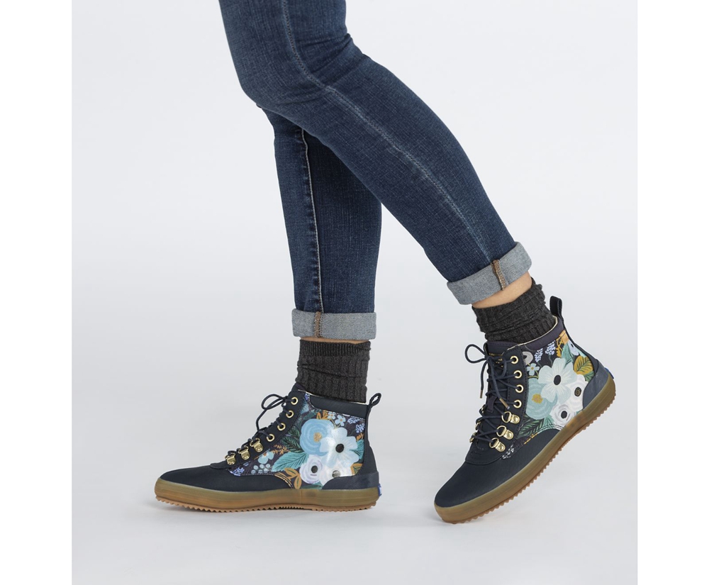 Keds Stiefel Damen Navy - Rifle Paper Co. Scout Water-Resistant Garden Party - EHK-825037